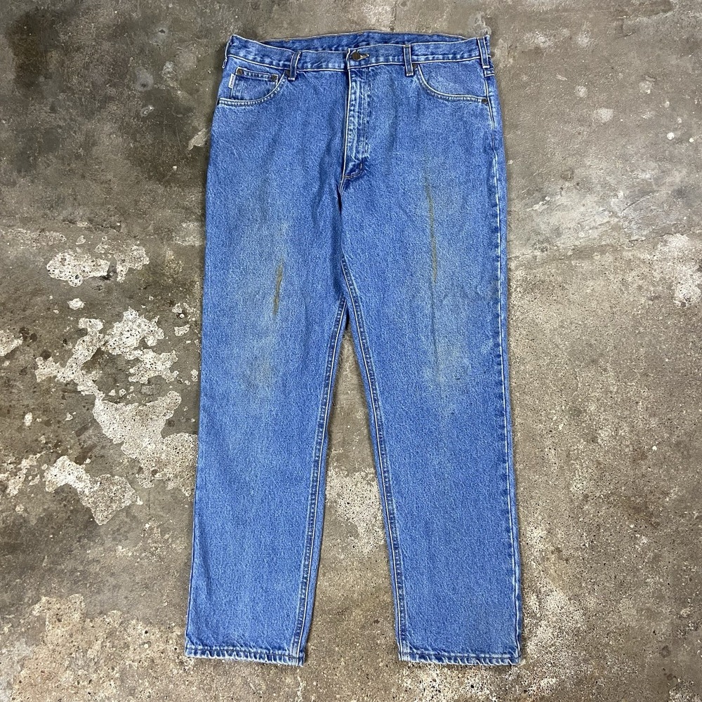 Carhartt Jeans Size 40x32 Blue Denim Medium Wash Traditional Fit Work Wear B18